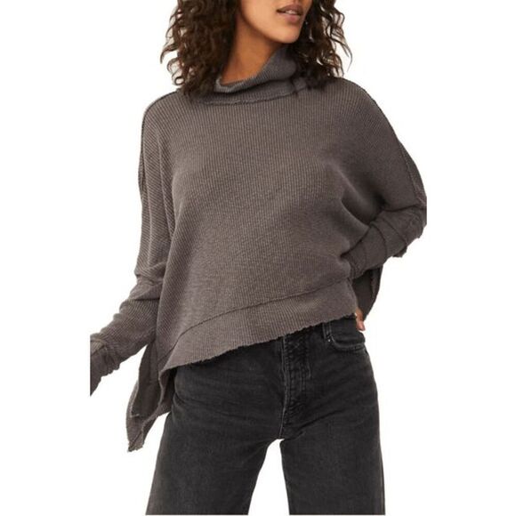 Free People Horseshoe Brown Moon Daisy Turtleneck Ribbed Knit Top Women's Small - Picture 1 of 6